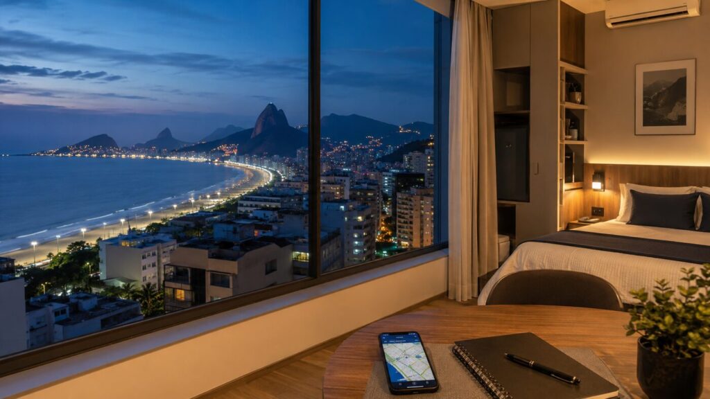 Studio com vista para o Rio de Janeiro em análise de investimento e hospedagem